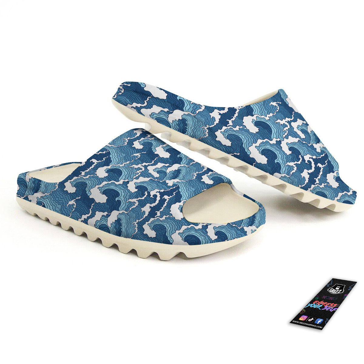 Ocean Wave Japanese Print Pattern Sandals