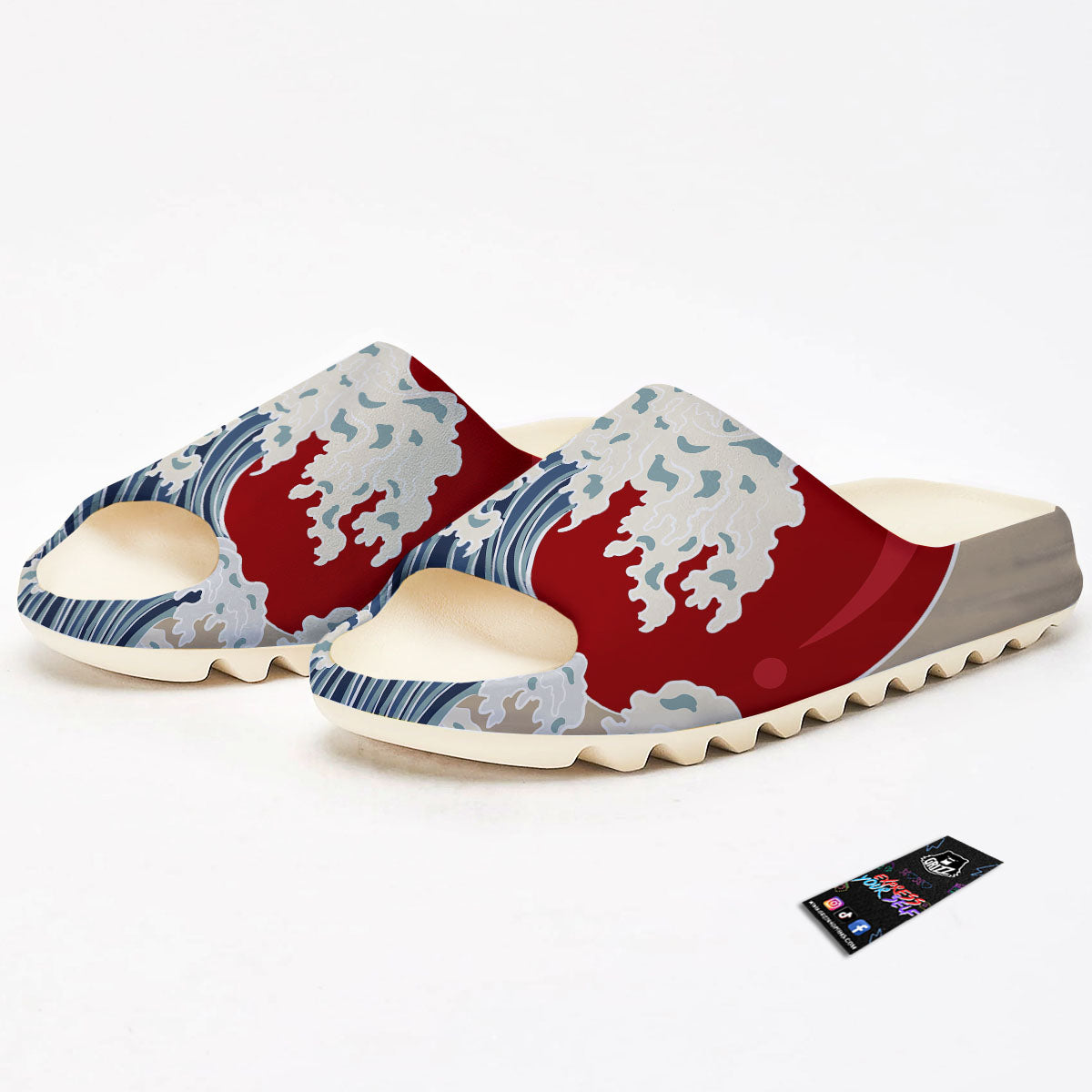 Ocean Wave Japanese Print Sandals-grizzshop