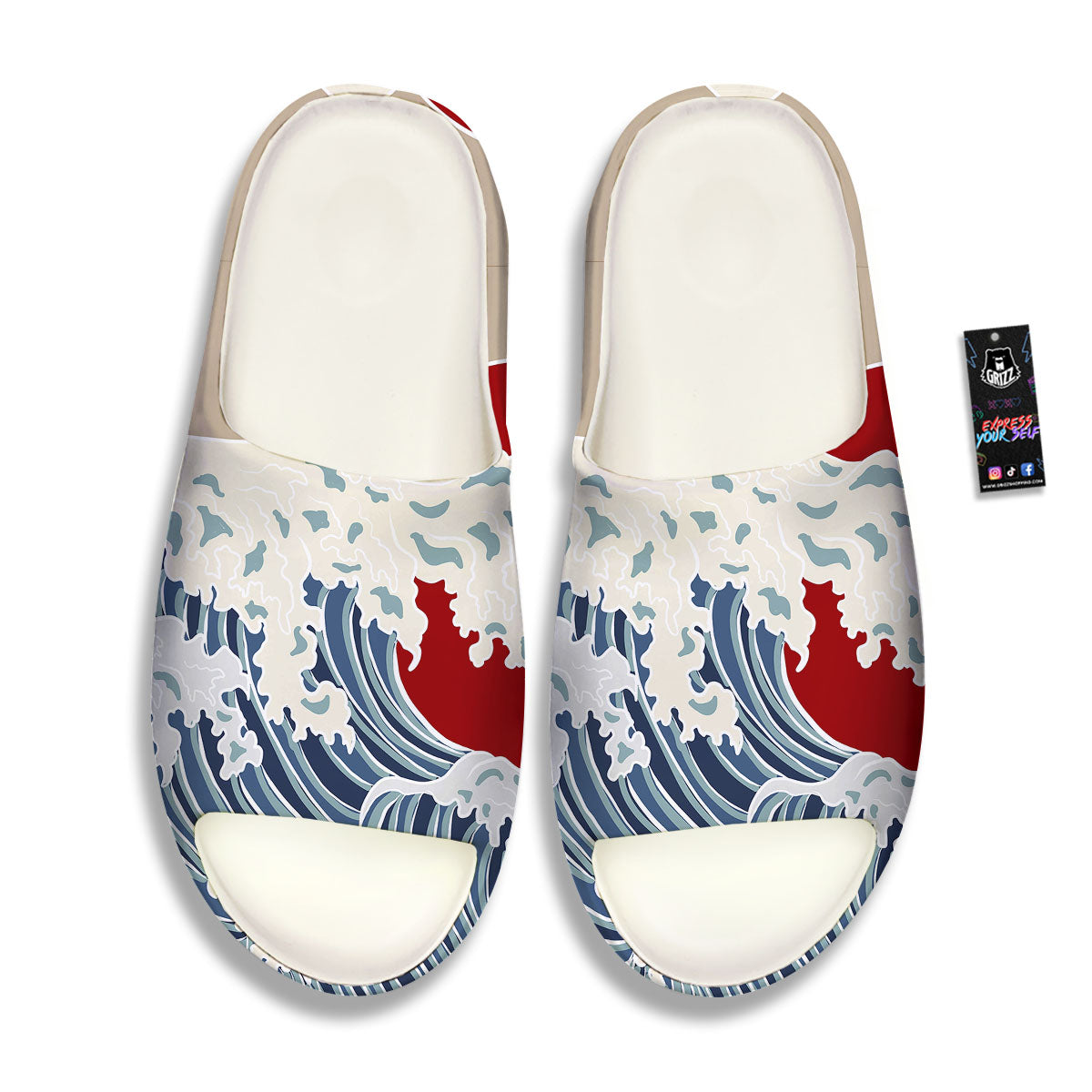 Ocean Wave Japanese Print Sandals-grizzshop