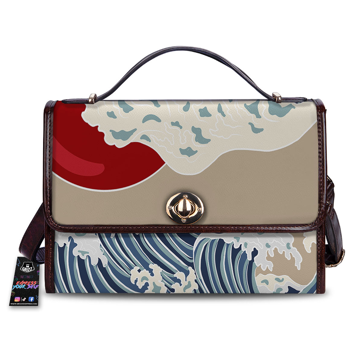 Ocean Wave Japanese Print Women's Satchel Bag