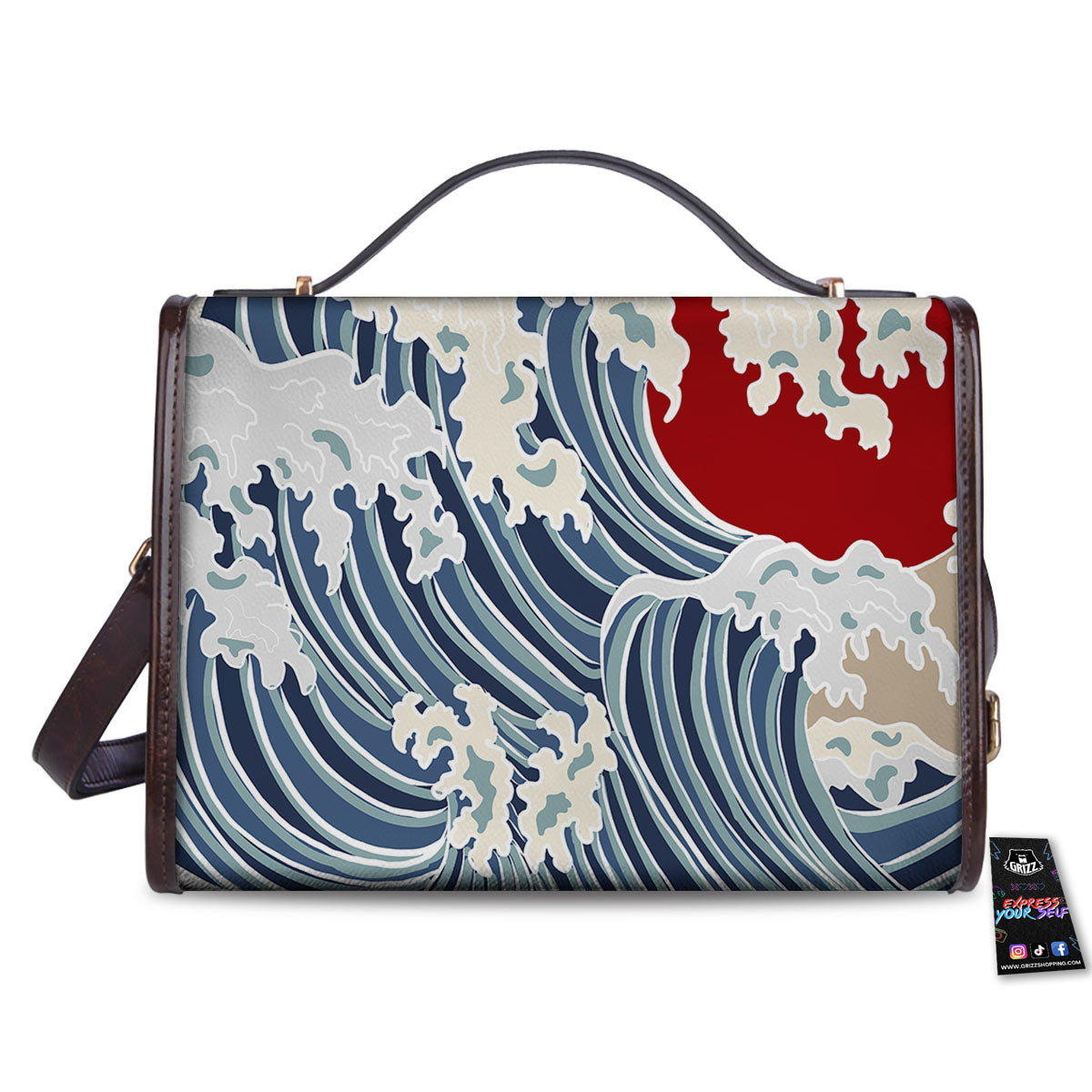 Ocean Wave Japanese Print Women's Satchel Bag