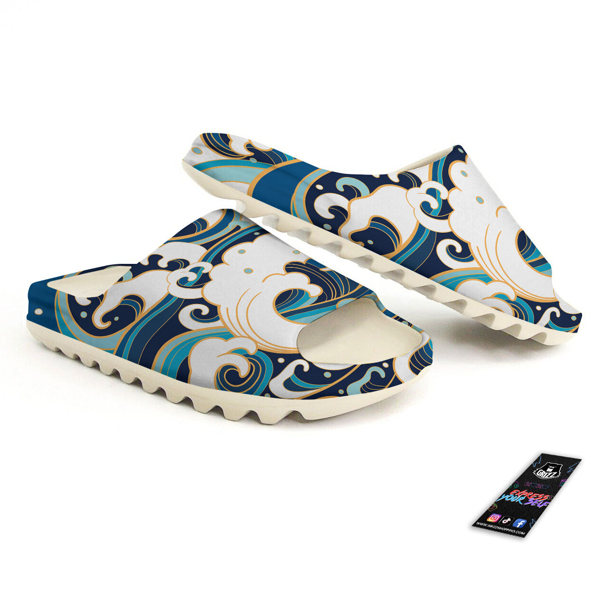 Ocean Wave Print Sandals-grizzshop