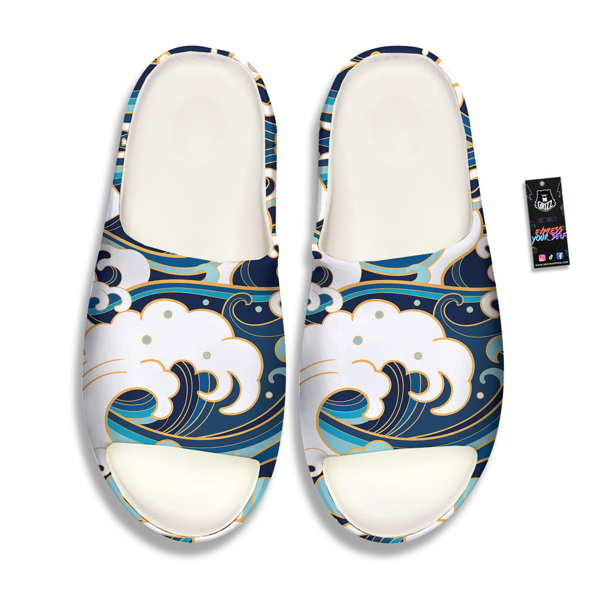 Ocean Wave Print Sandals-grizzshop
