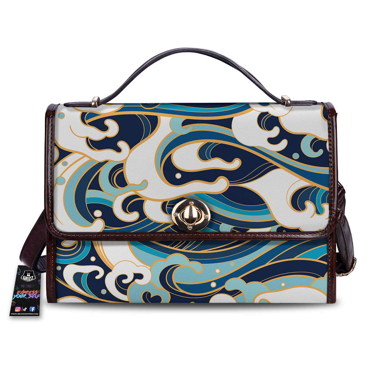 Ocean Wave Print Women's Satchel Bag