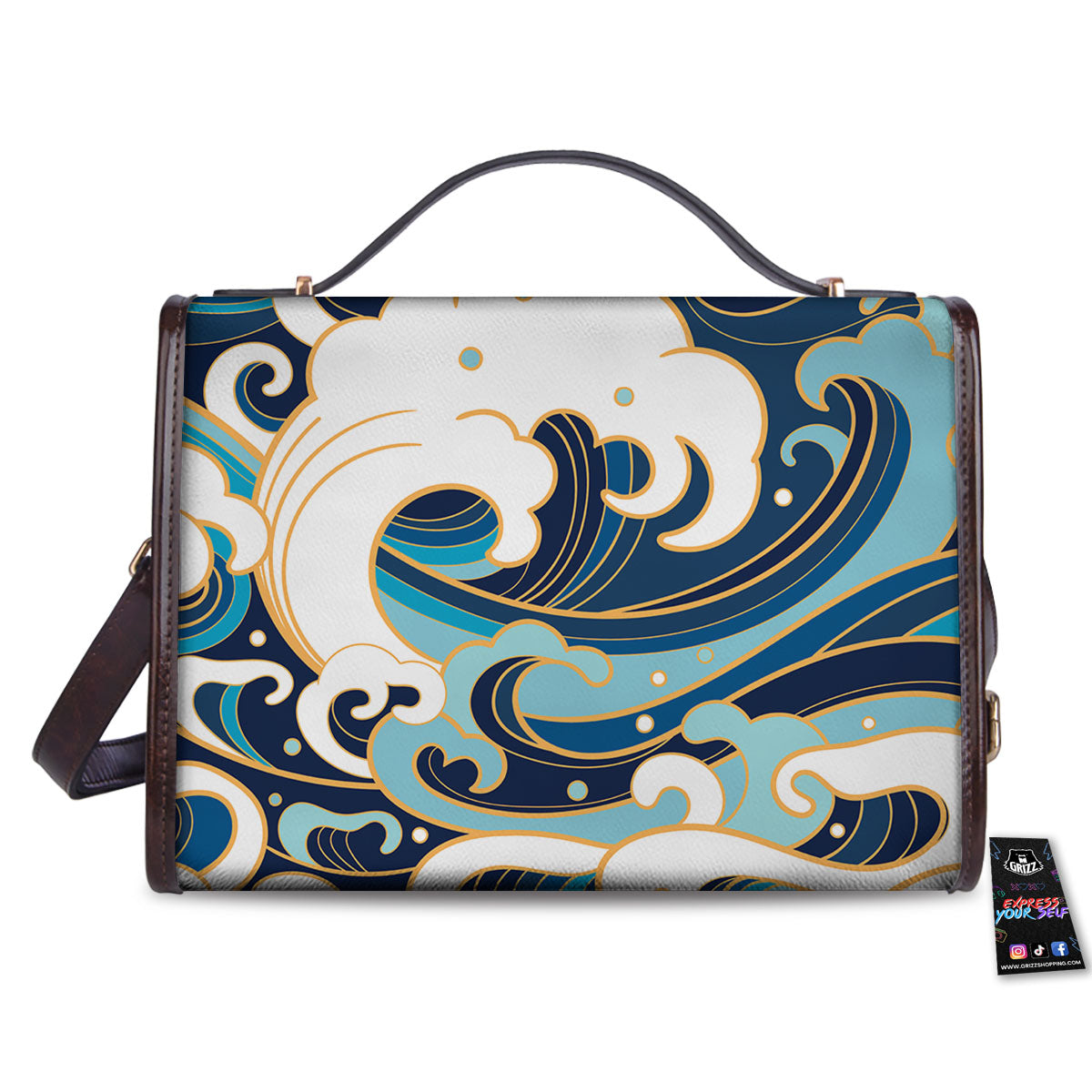 Ocean Wave Print Women's Satchel Bag