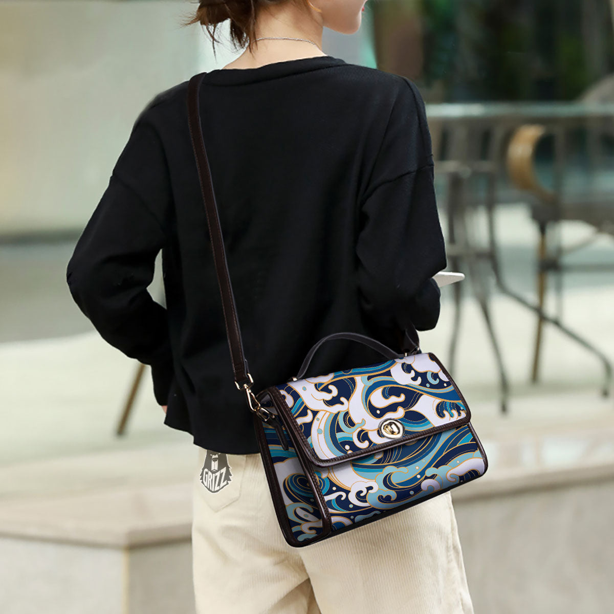 Ocean Wave Print Women's Satchel Bag