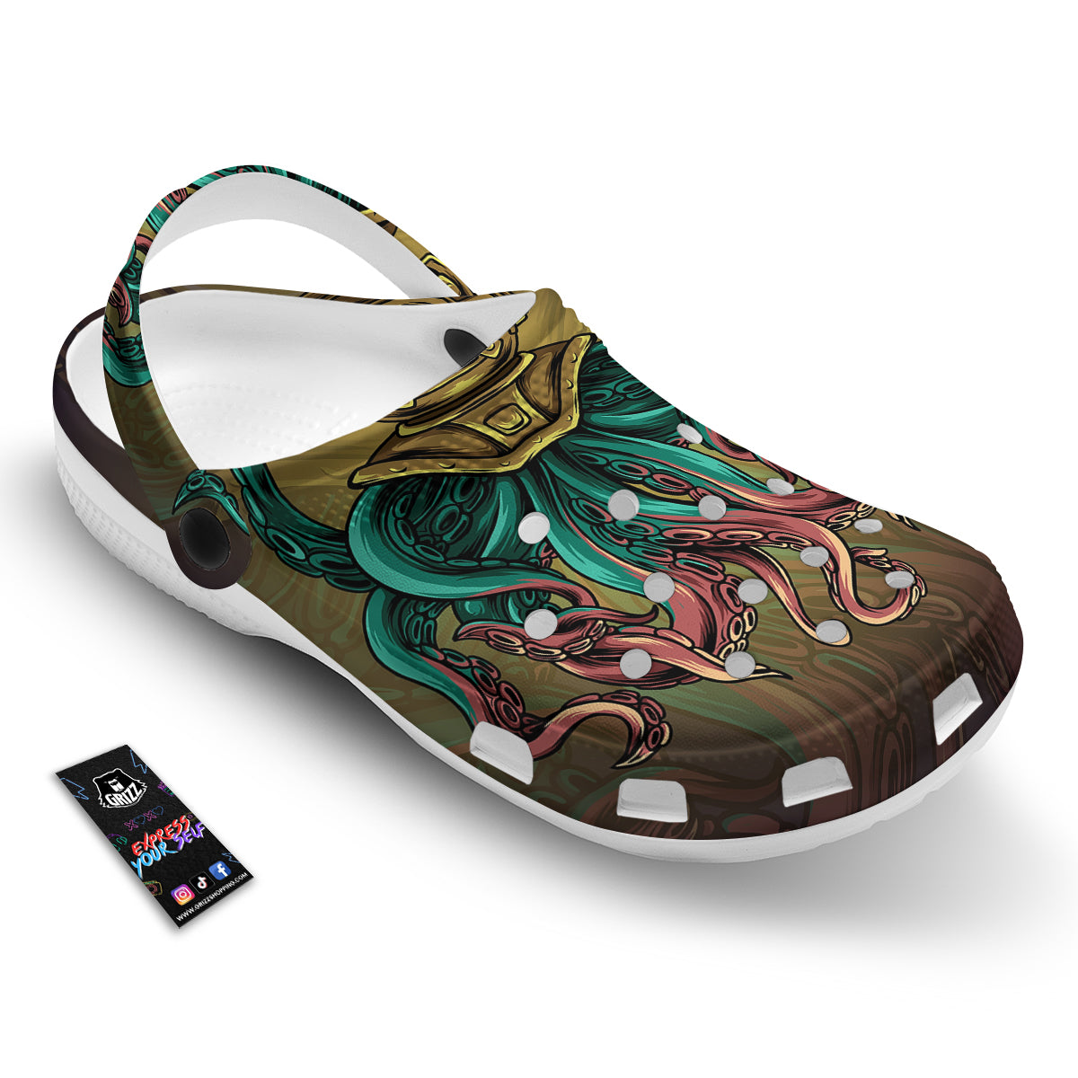 Octopus And Diving Helmet Print Clog-grizzshop