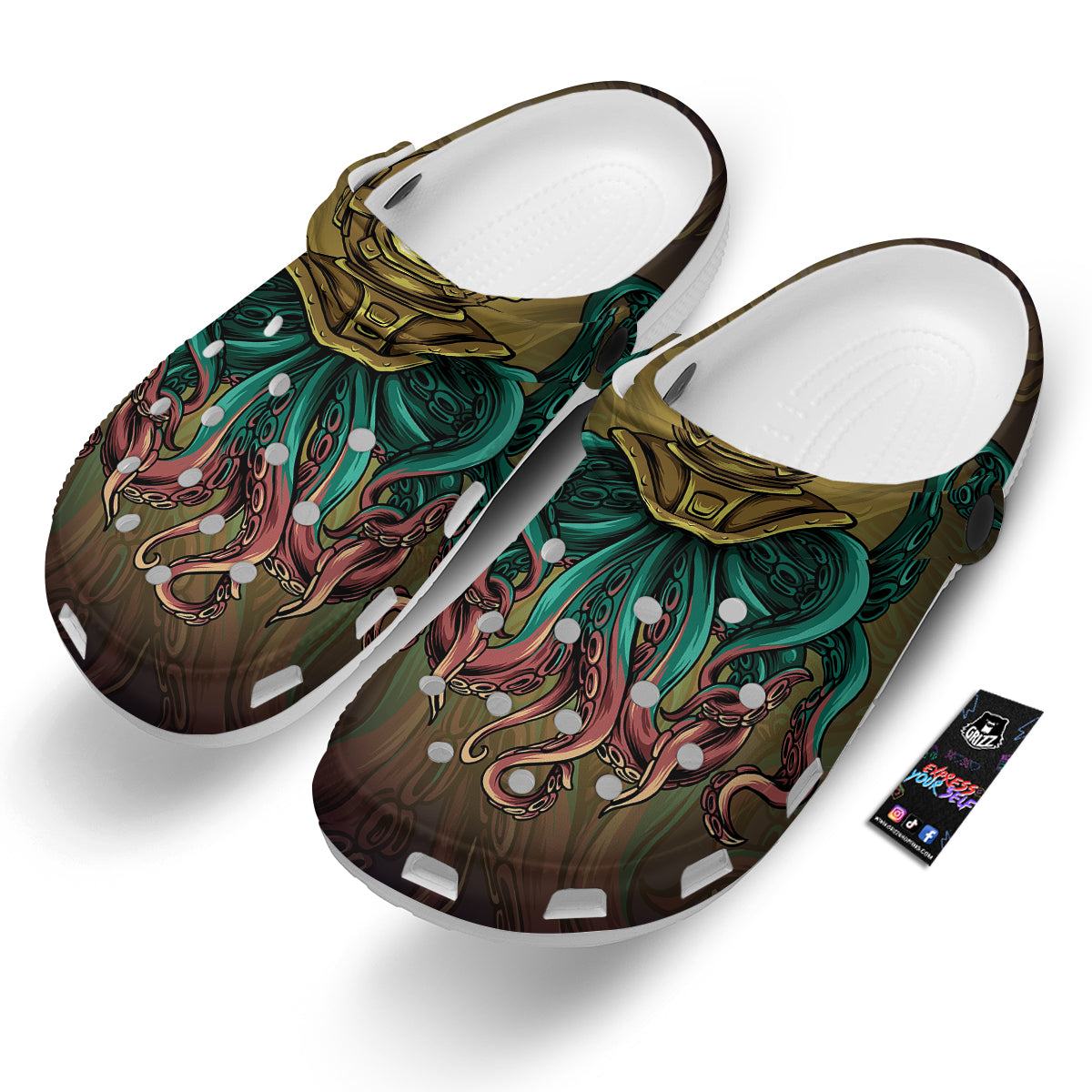 Octopus And Diving Helmet Print Clog-grizzshop