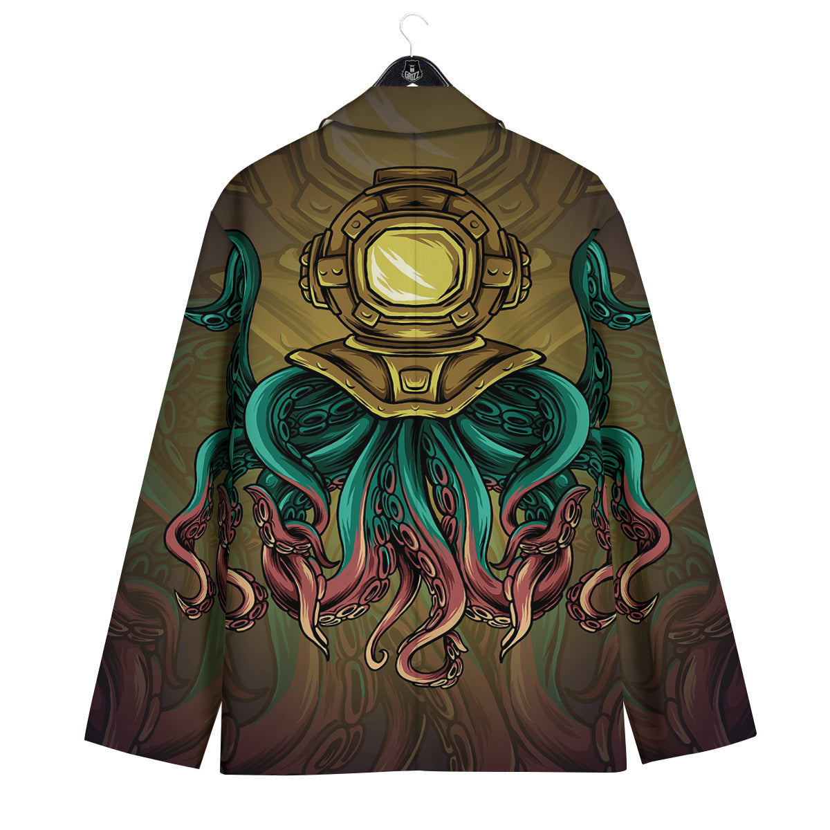 Octopus And Diving Helmet Print Men's Sport Coat-grizzshop