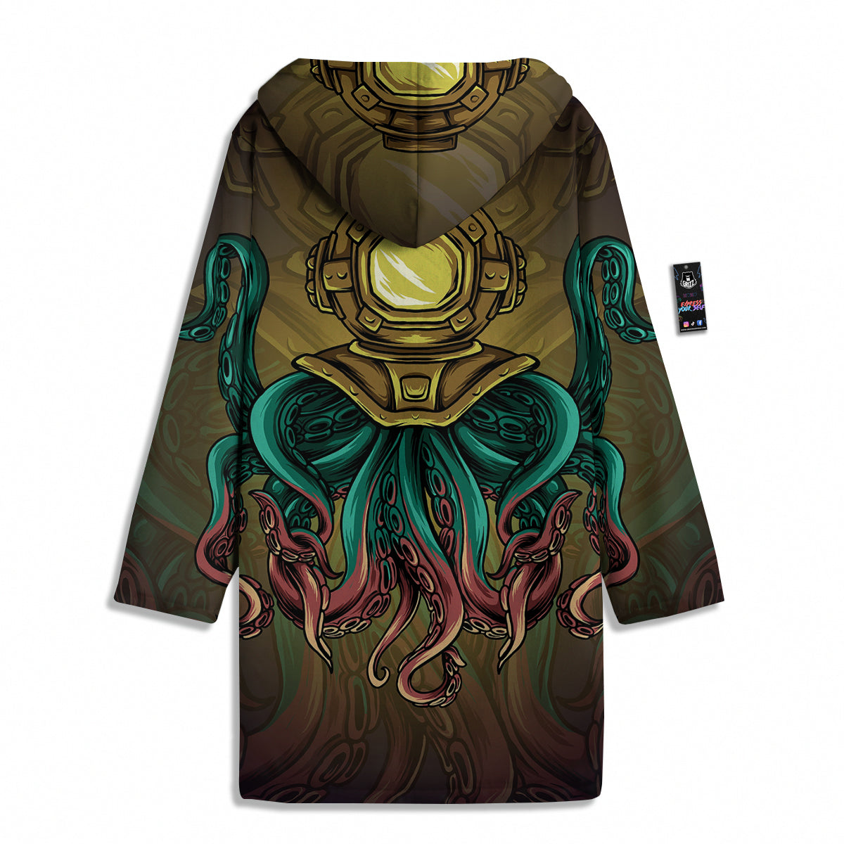 Octopus And Diving Helmet Print Men's Windbreaker Jacket-grizzshop