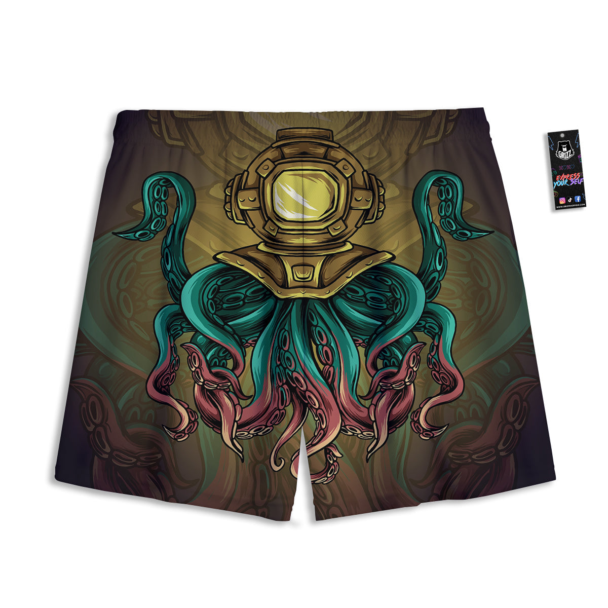 Pentagram Geometric Inverted Print Mesh Shorts