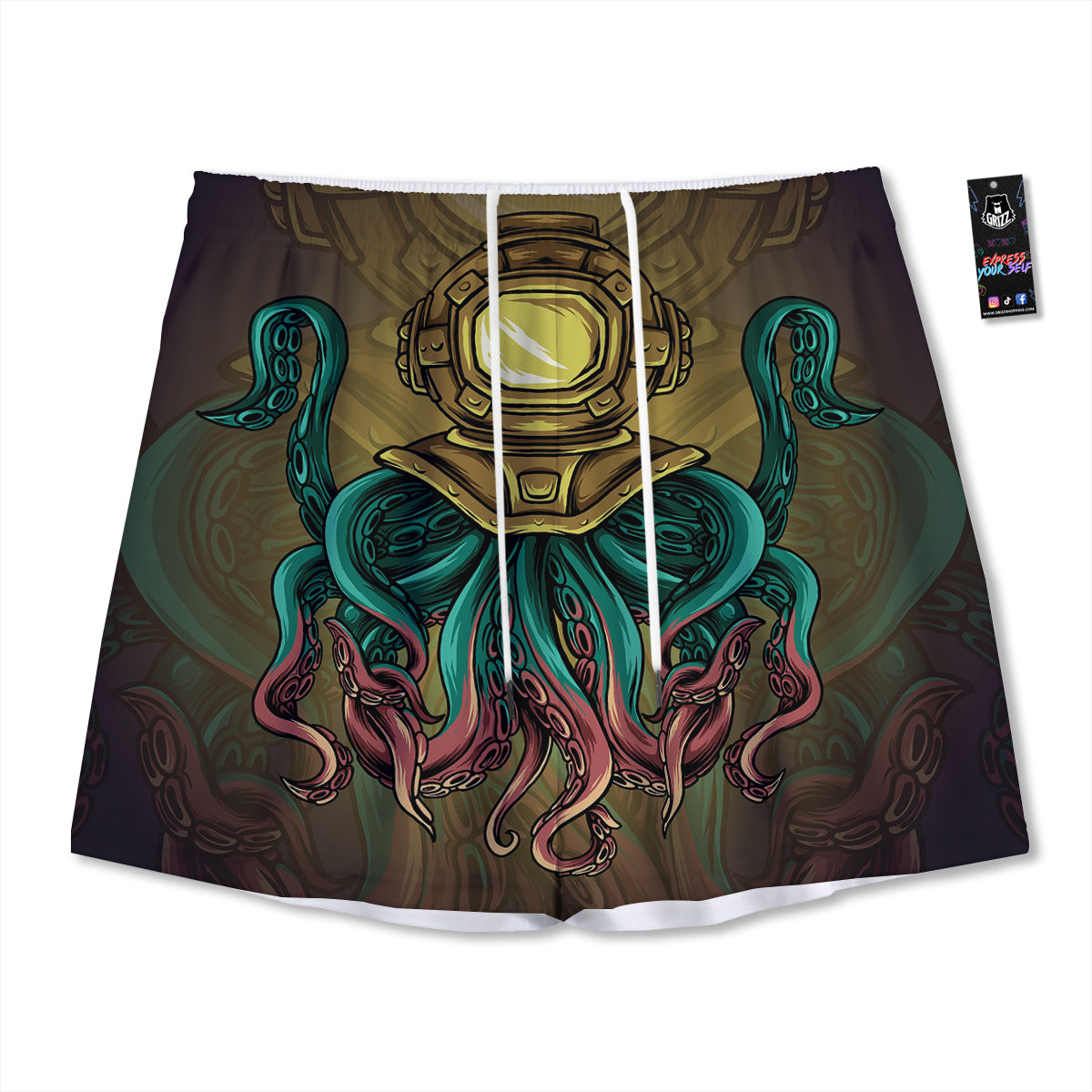Pentagram Geometric Inverted Print Mesh Shorts