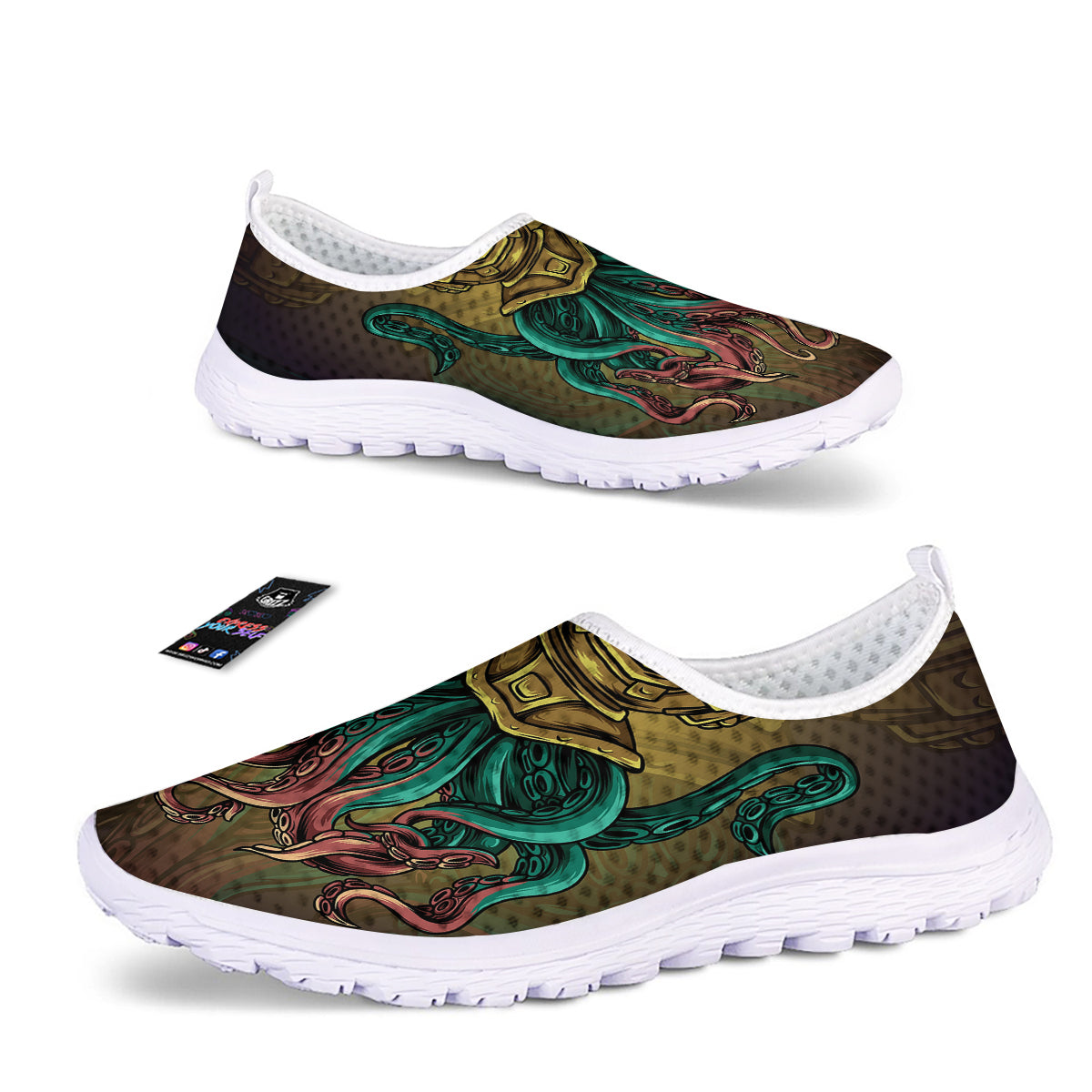Octopus And Diving Helmet Print Nurse Shoes-grizzshop