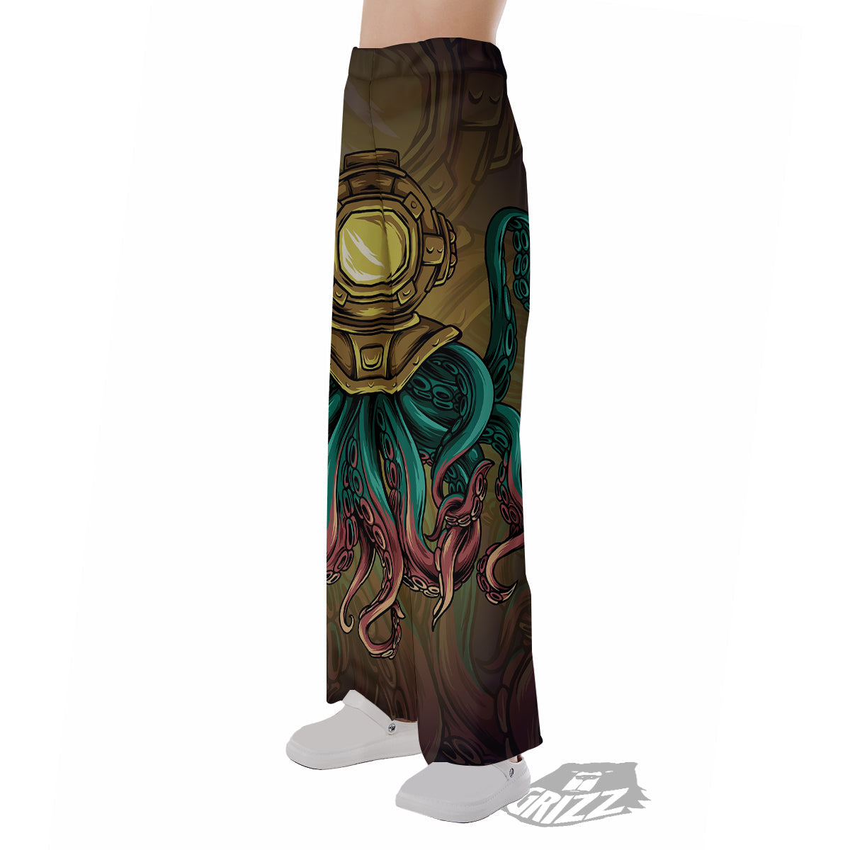 Octopus And Diving Helmet Print Pajama Pants-grizzshop