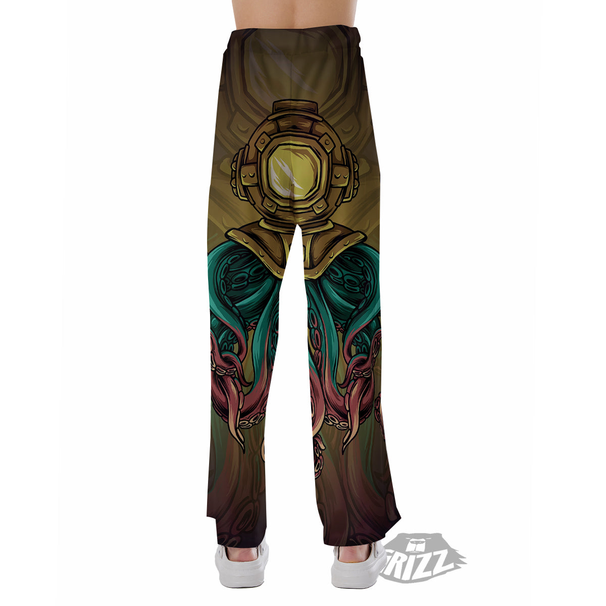 Octopus And Diving Helmet Print Pajama Pants-grizzshop
