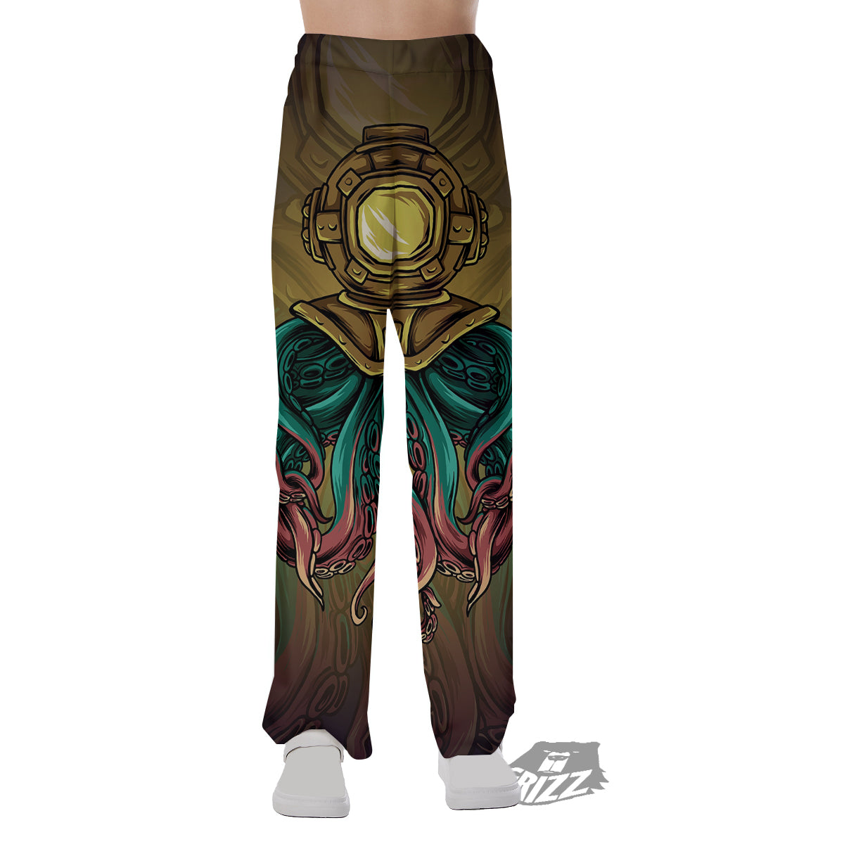 Octopus And Diving Helmet Print Pajama Pants-grizzshop