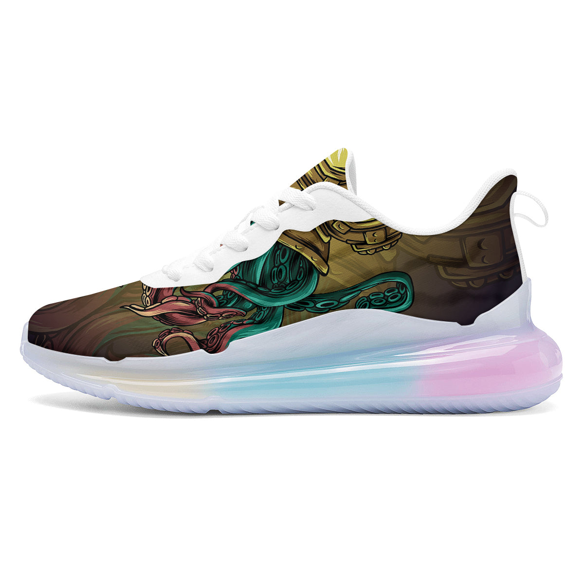 Octopus And Diving Helmet Print Running Sneakers-grizzshop