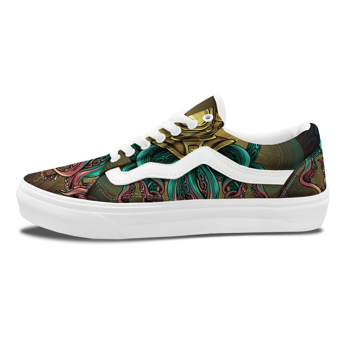 Octopus And Diving Helmet Print Skate Shoes-grizzshop