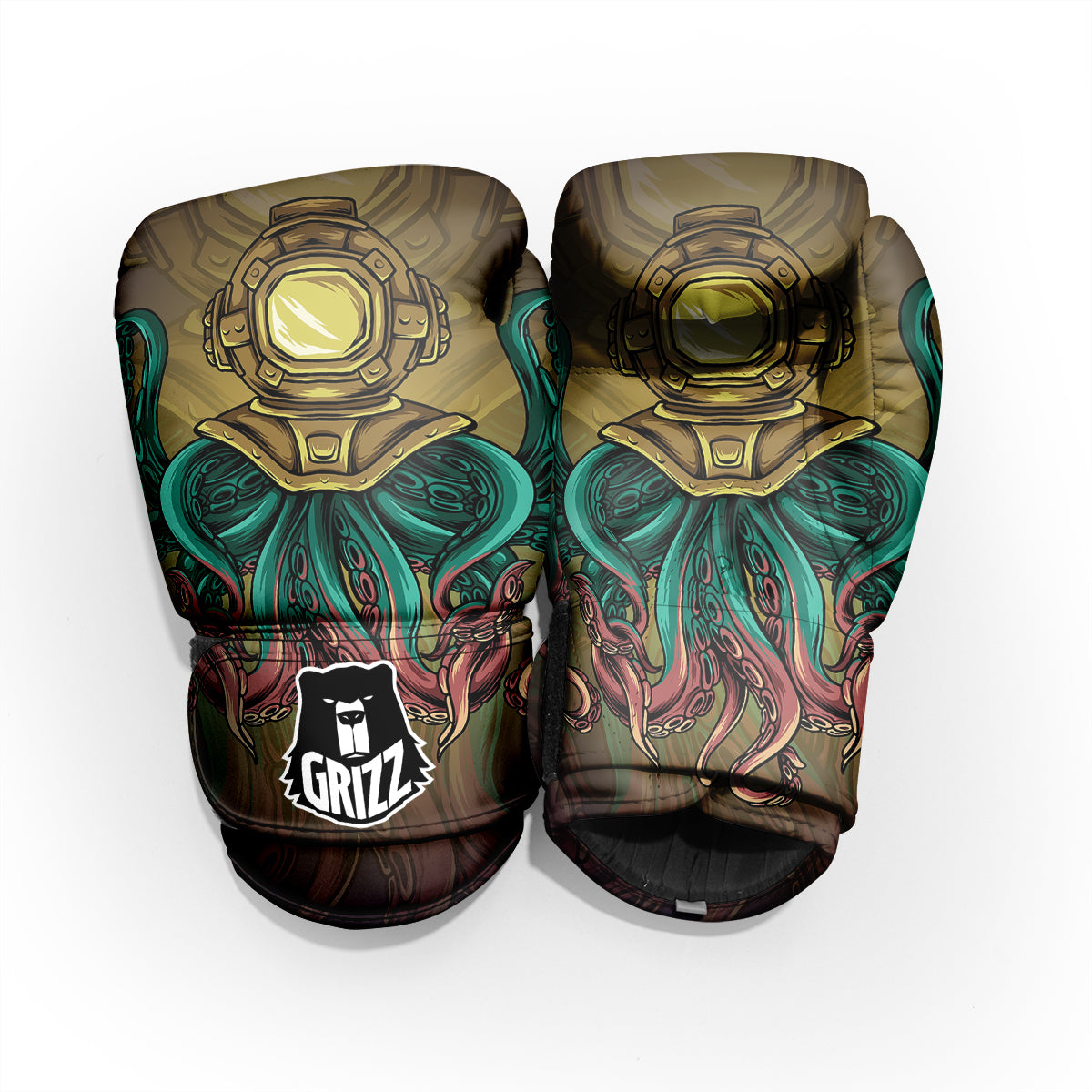 Octopus And Diving Helmet Print Pro Boxing Glove