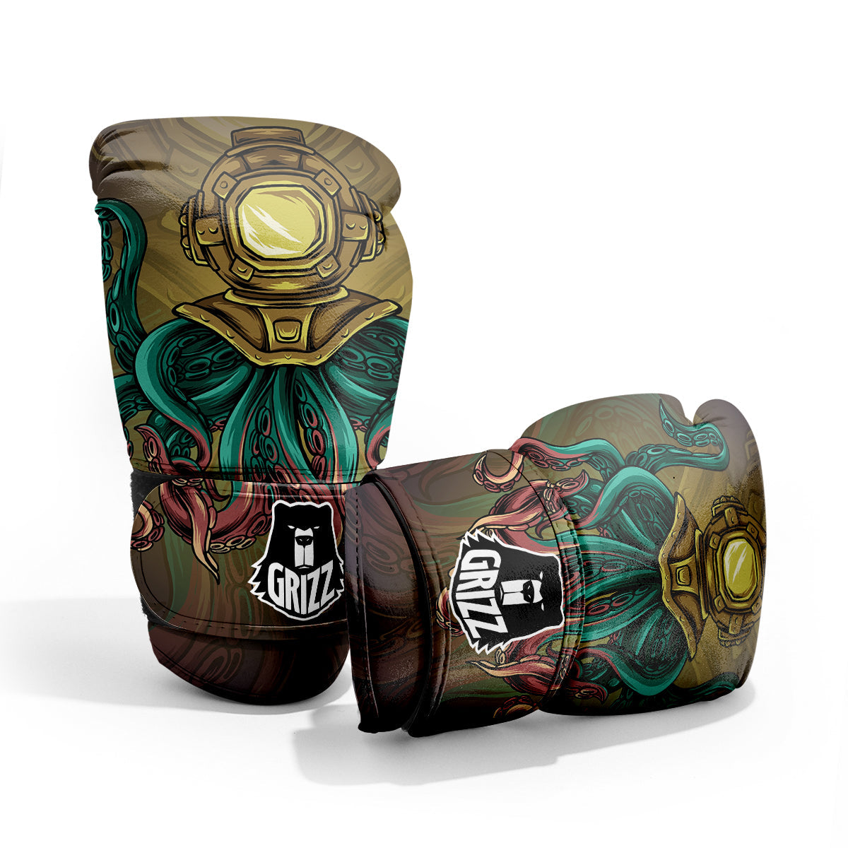 Octopus And Diving Helmet Print Pro Boxing Glove