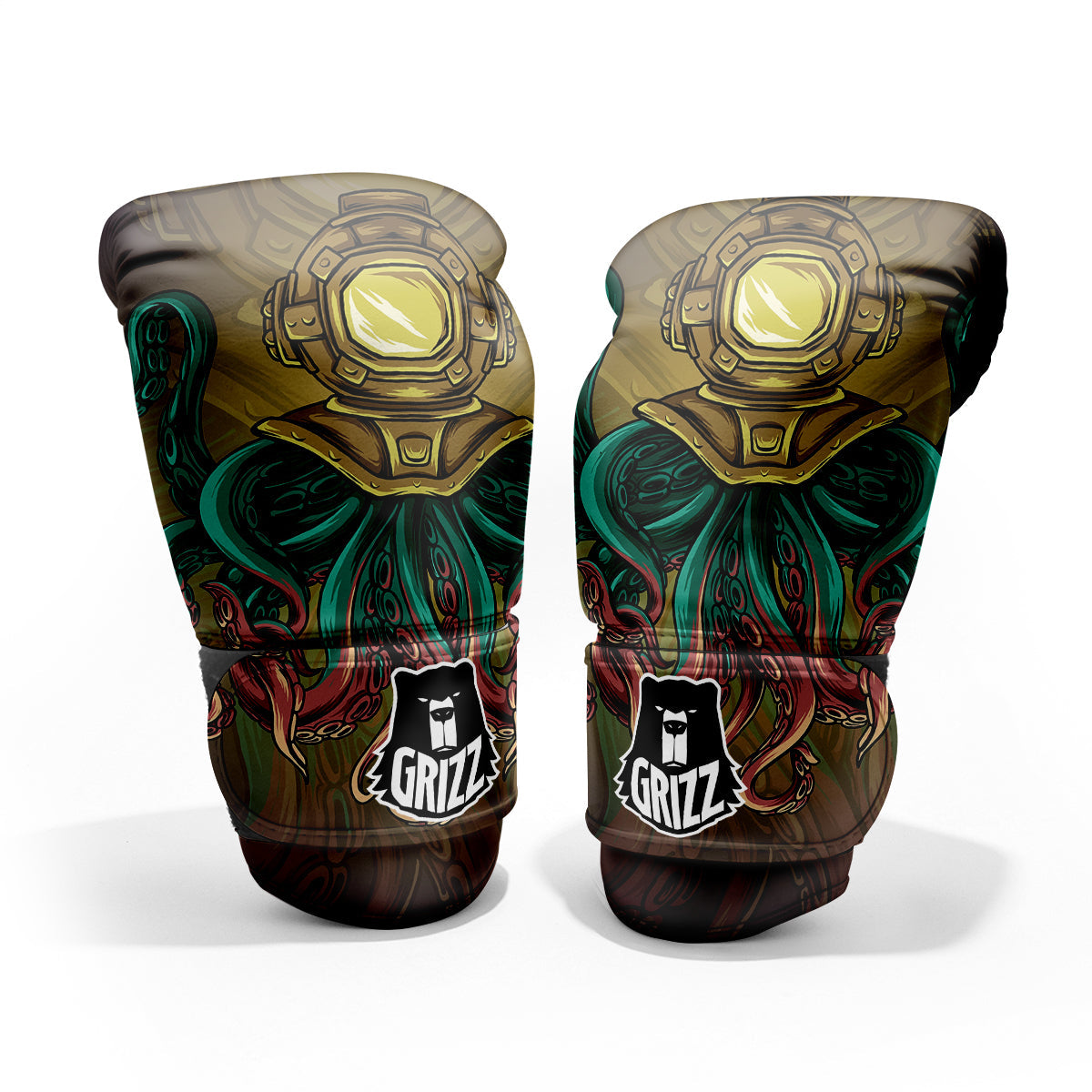 Octopus And Diving Helmet Print Pro Boxing Glove
