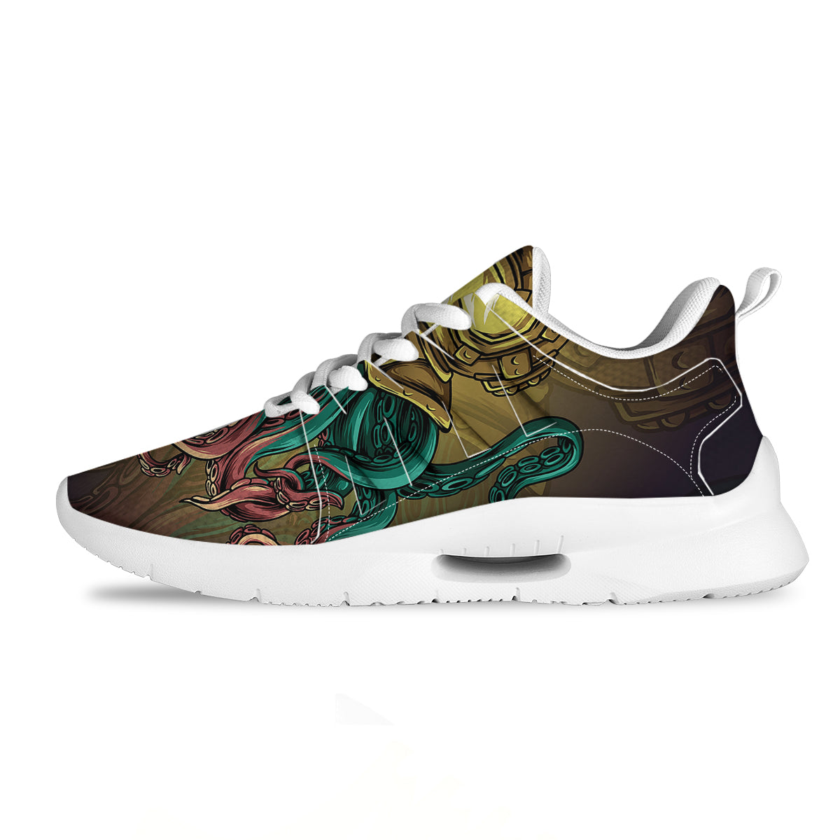 Octopus And Diving Helmet Print Tennis Shoes-grizzshop