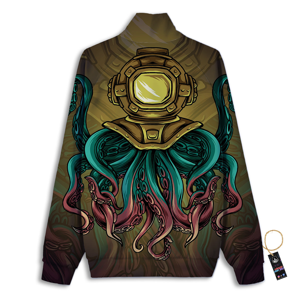 Octopus And Diving Helmet Print Track Jacket-grizzshop