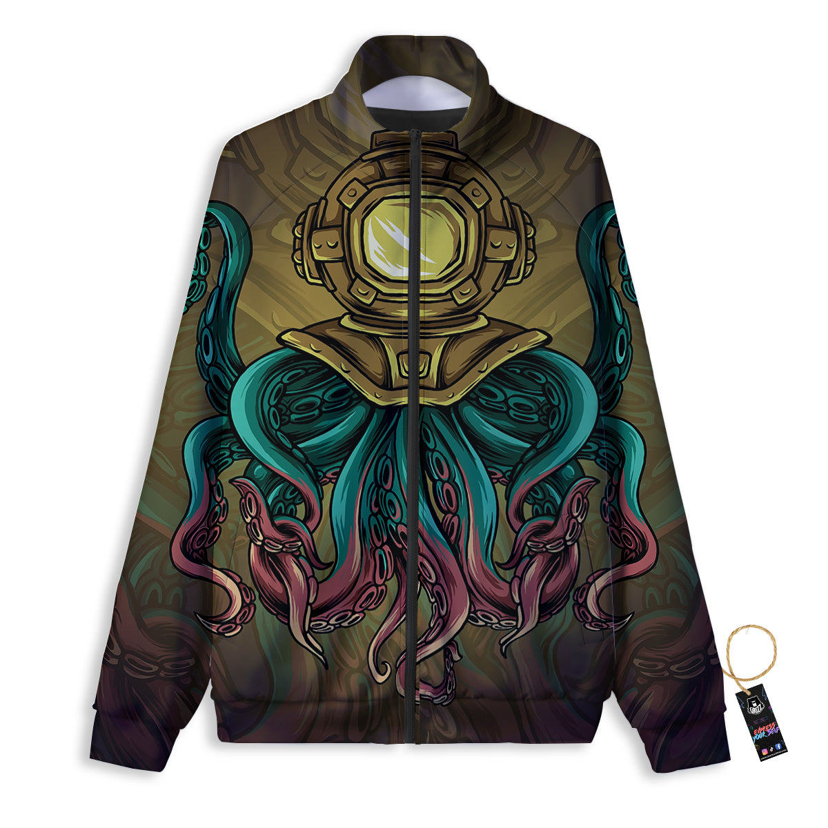 Octopus And Diving Helmet Print Track Jacket-grizzshop