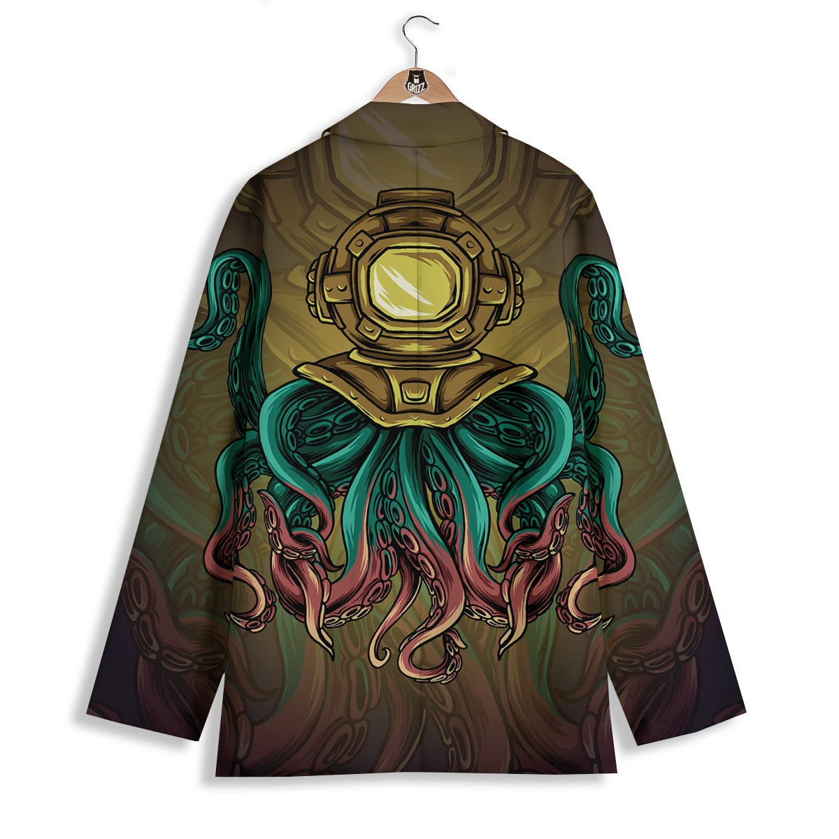 Octopus And Diving Helmet Print Women's Blazer-grizzshop