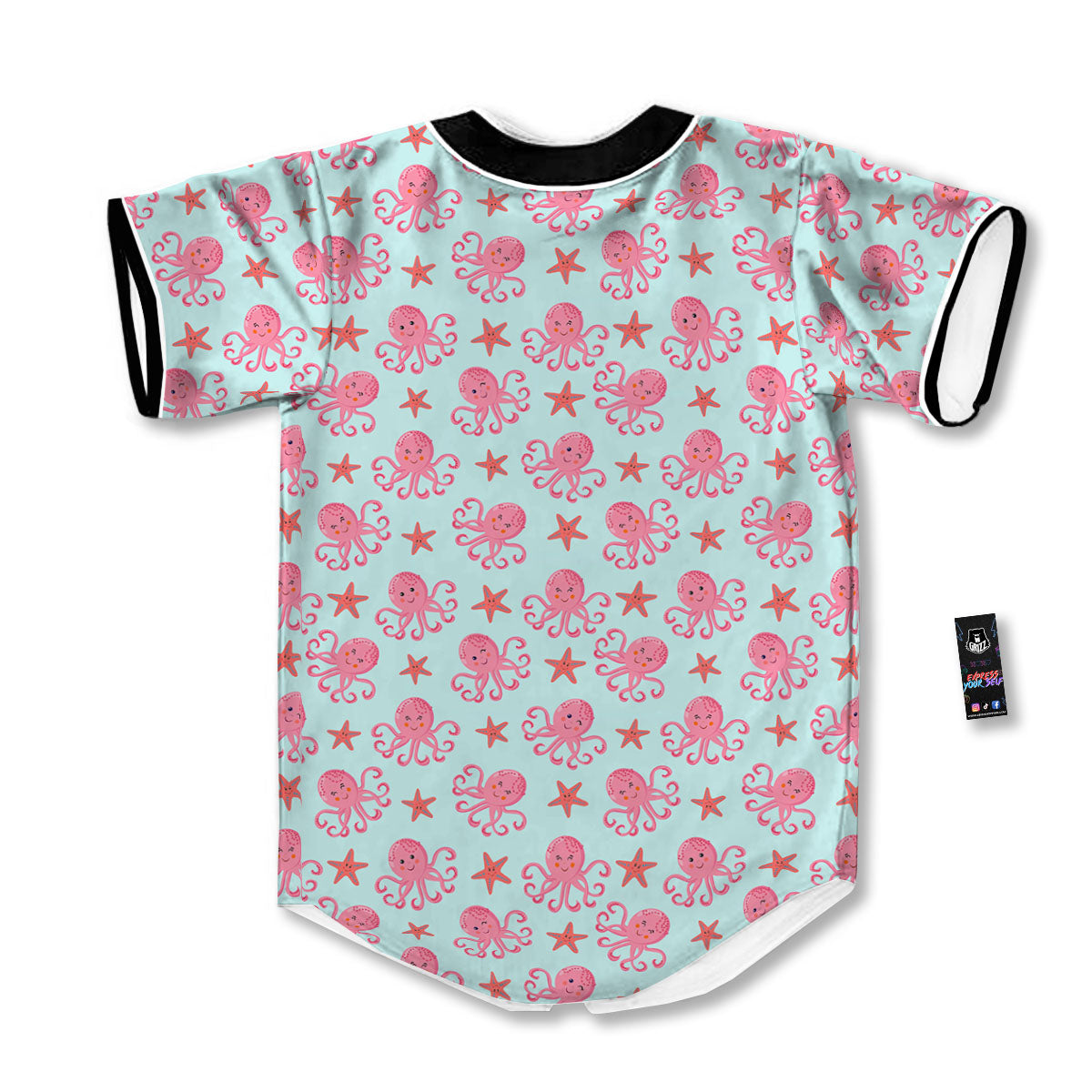 Octopus Cartoon Print Pattern Baseball Jersey-grizzshop