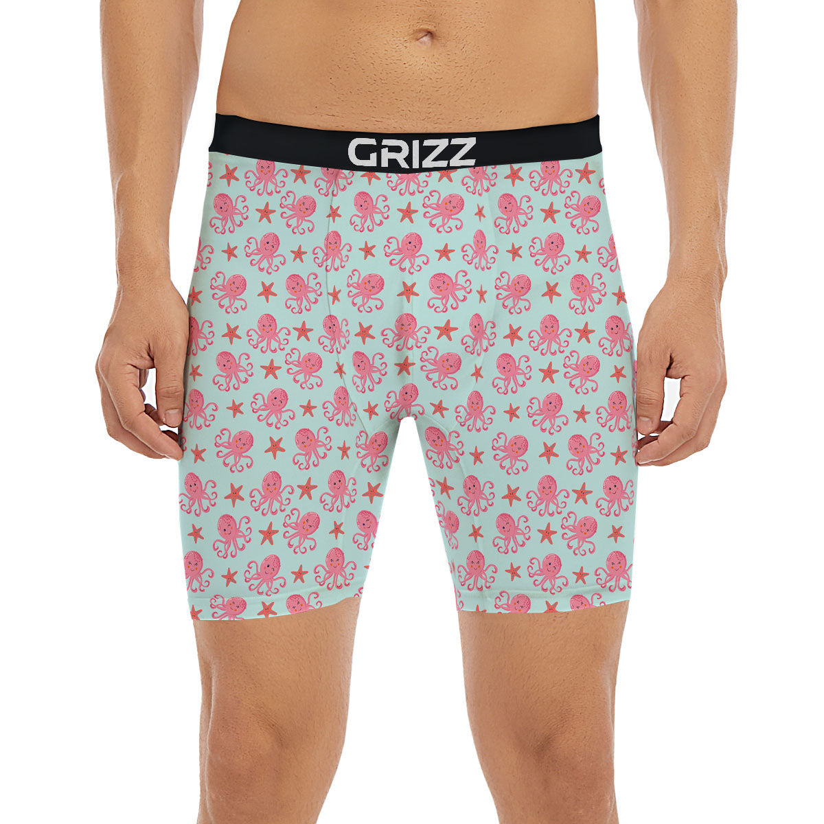 Octopus Cartoon Print Pattern Boxer Briefs-grizzshop