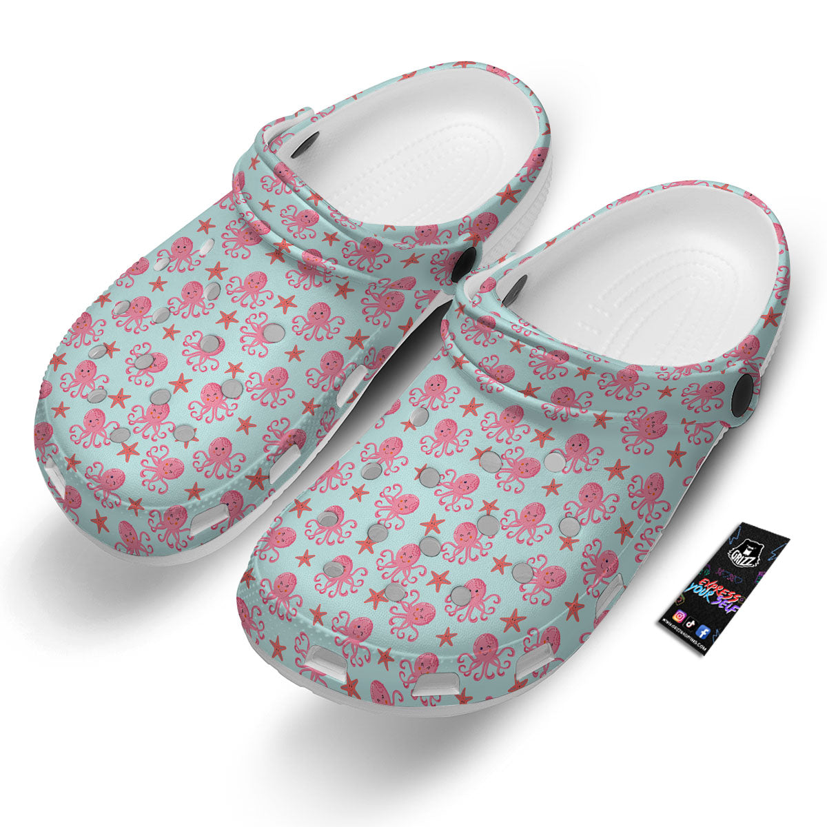 Octopus Cartoon Print Pattern Clog-grizzshop