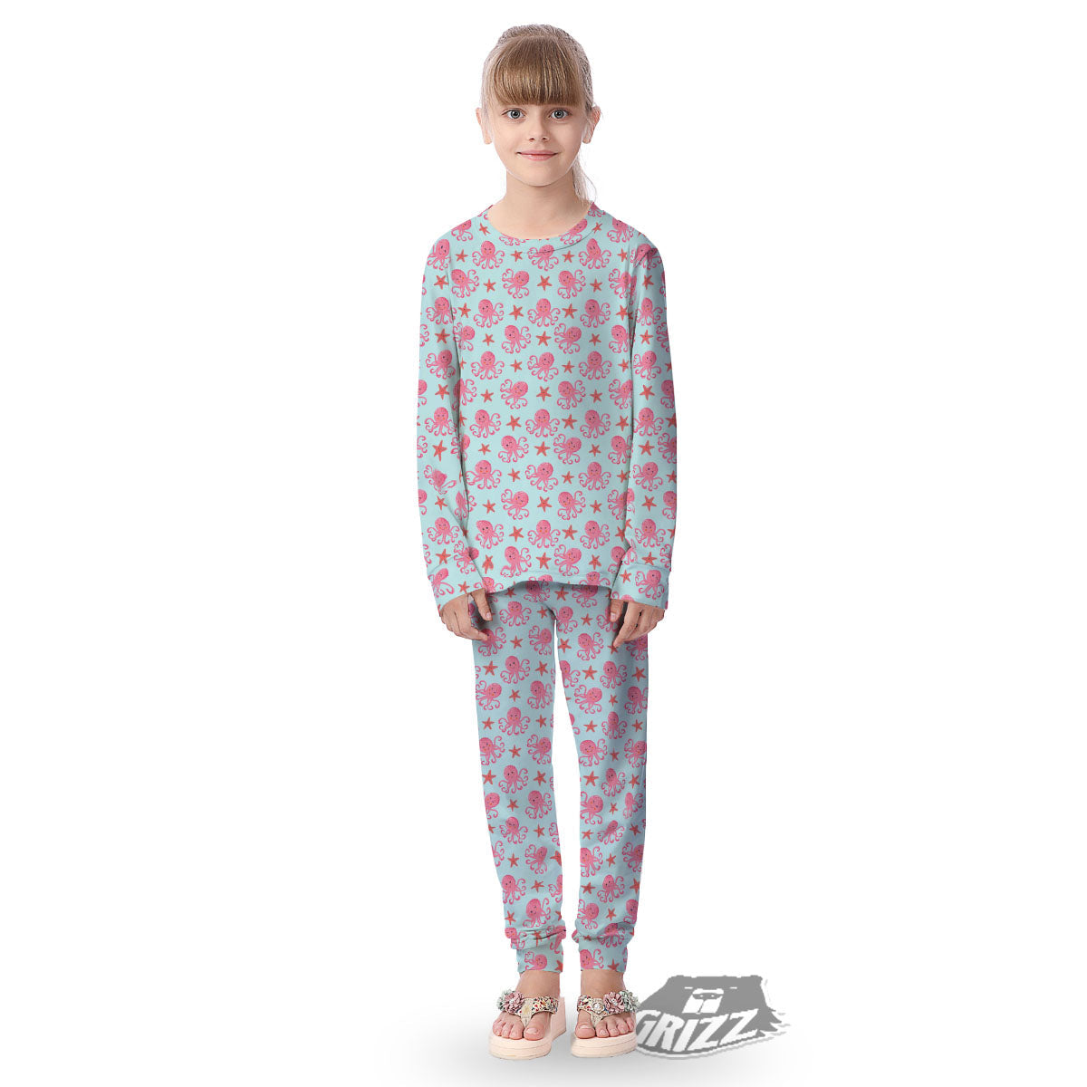 Octopus Cartoon Print Pattern Kid's Pajamas-grizzshop