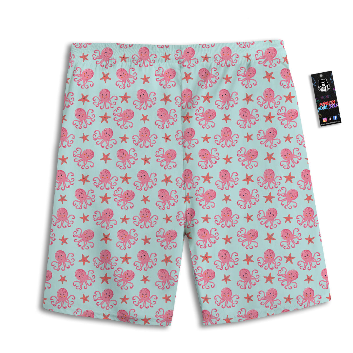 Octopus Cartoon Print Pattern Men's Athletic Shorts