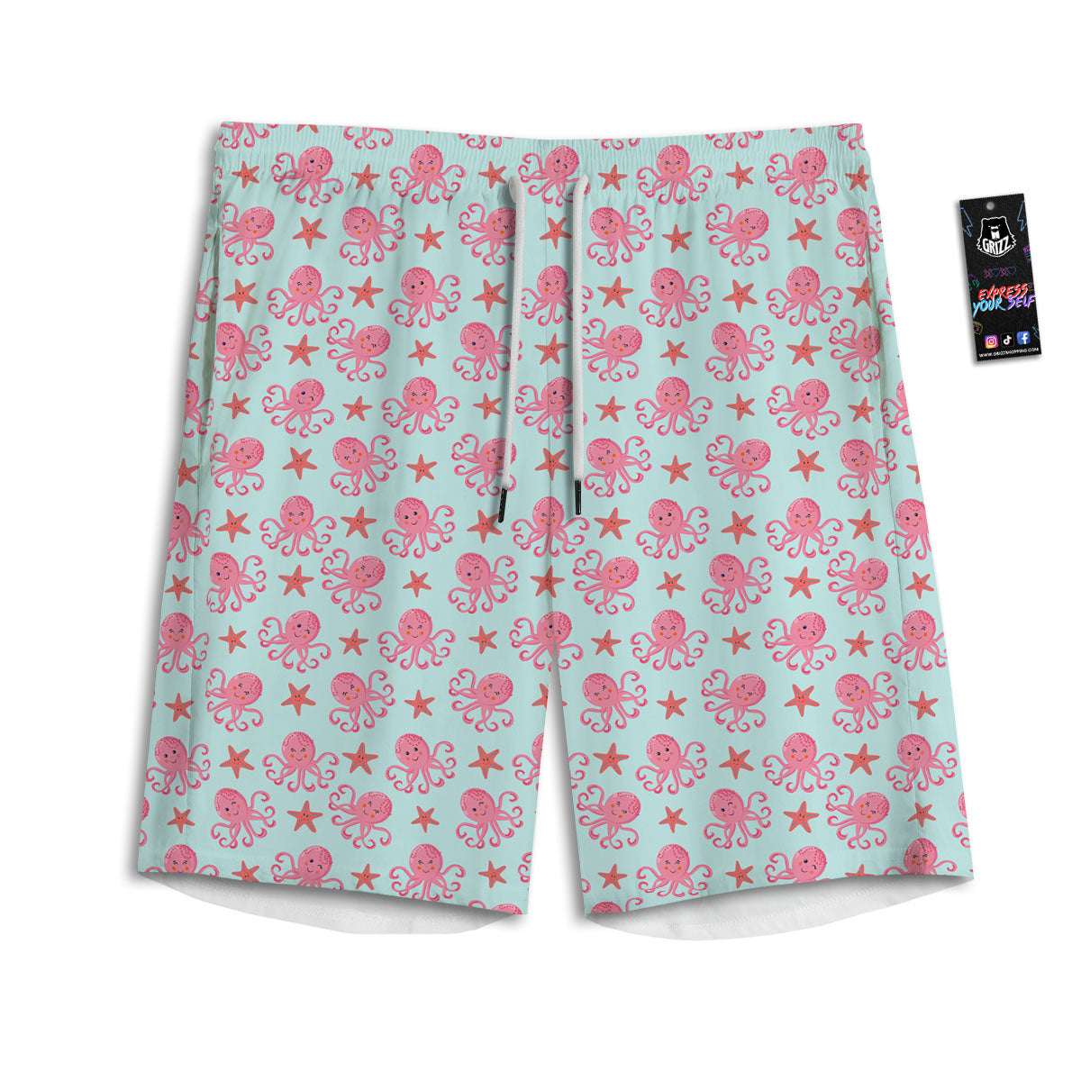 Octopus Cartoon Print Pattern Men's Athletic Shorts