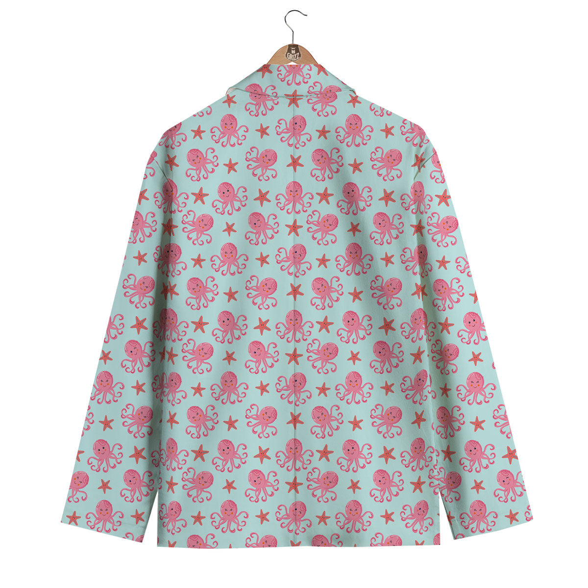 Octopus Cartoon Print Pattern Men's Blazer-grizzshop
