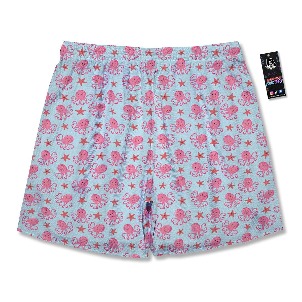 Octopus Cartoon Print Pattern Men's Running Shorts-grizzshop