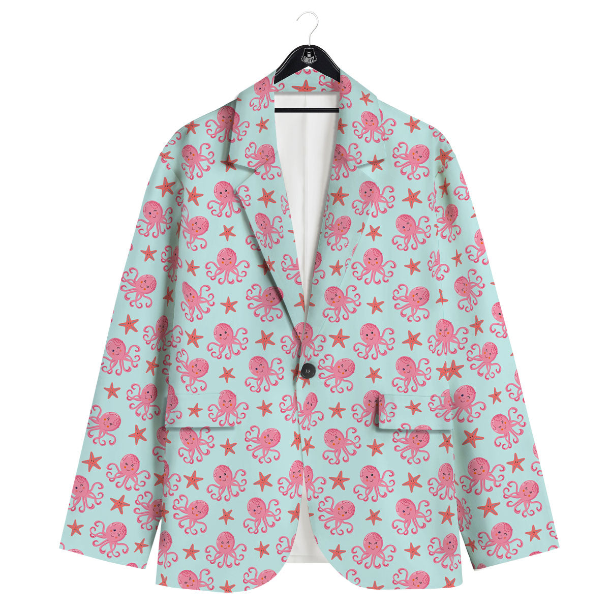 Octopus Cartoon Print Pattern Men's Sport Coat-grizzshop