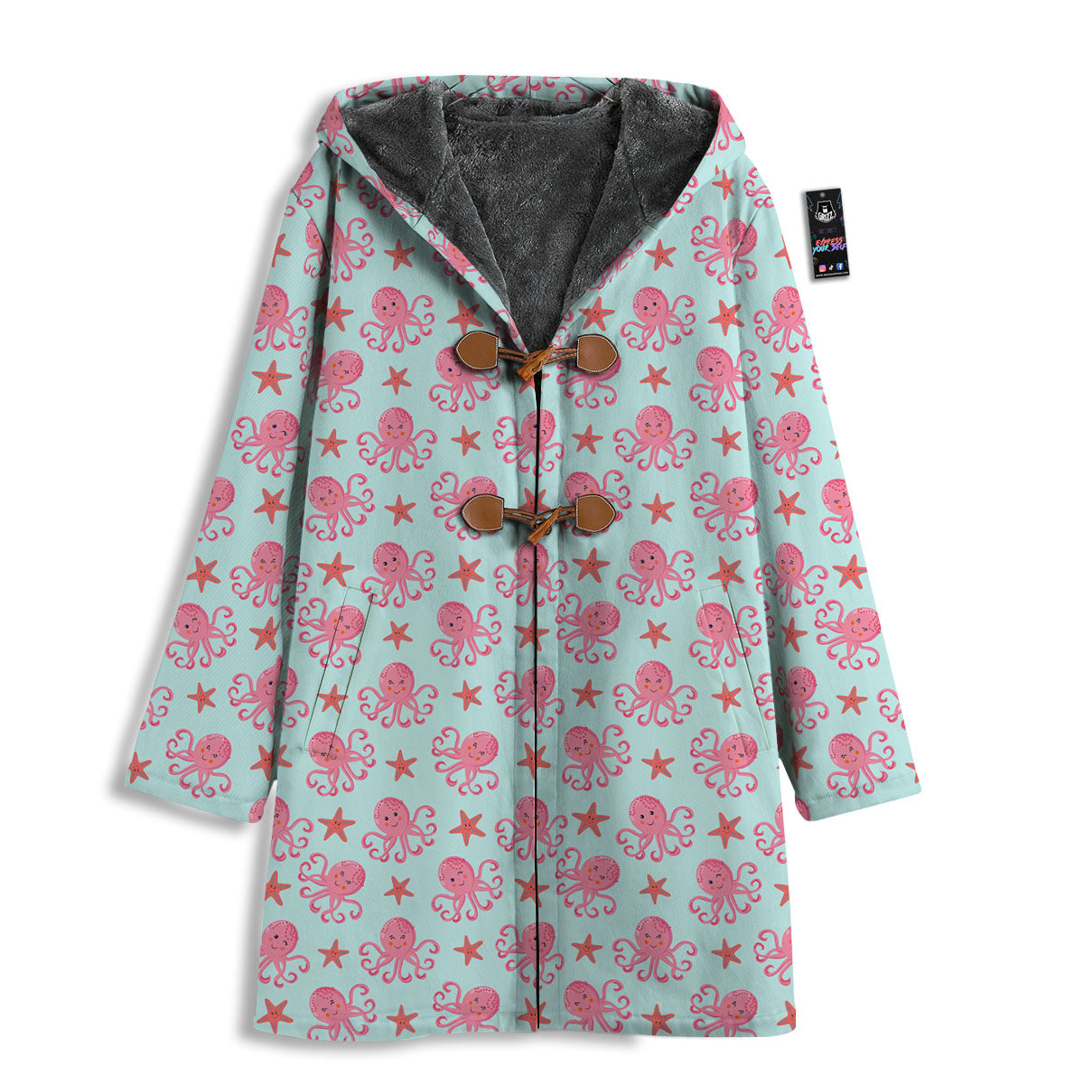 Octopus Cartoon Print Pattern Men's Windbreaker Jacket-grizzshop