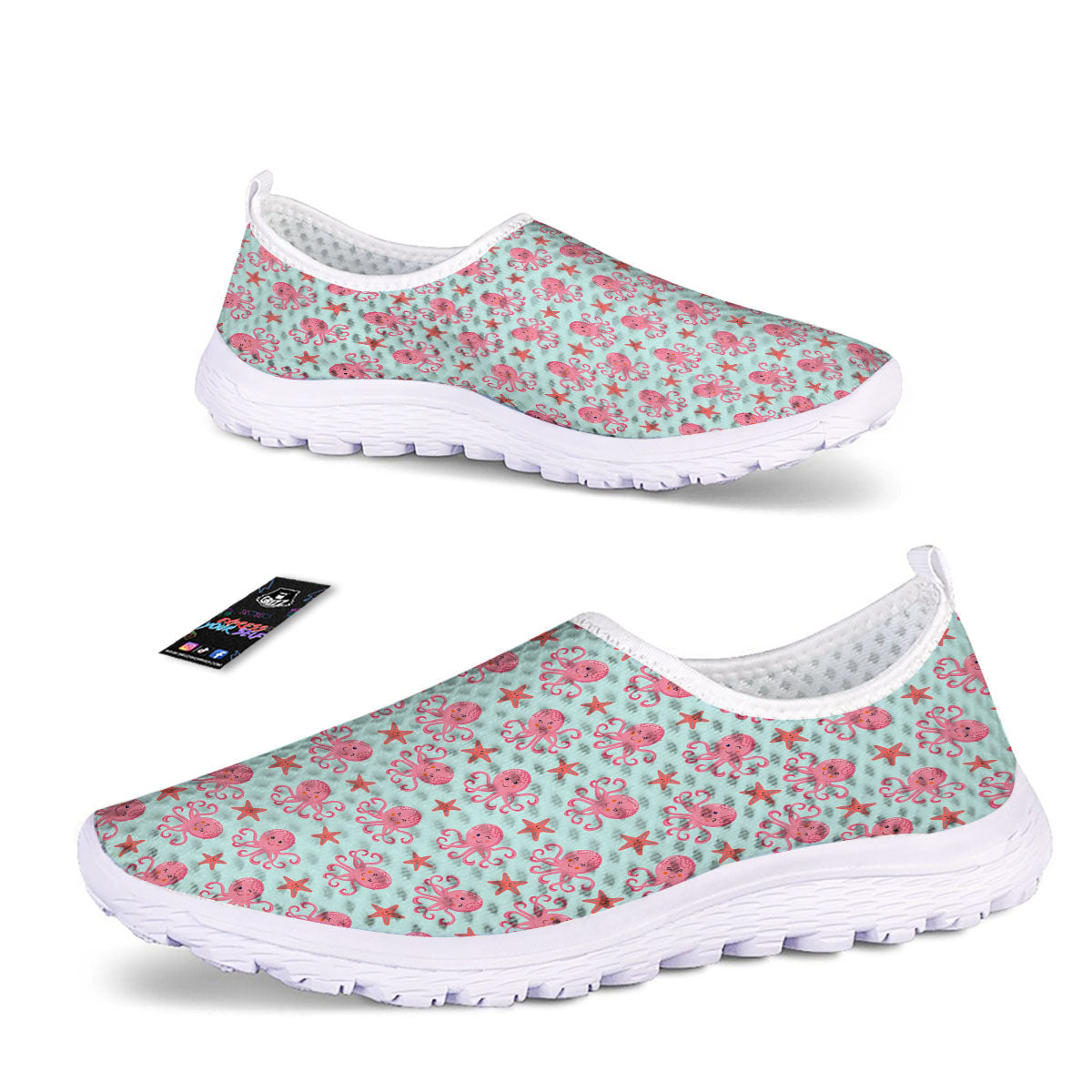 Octopus Cartoon Print Pattern Nurse Shoes-grizzshop