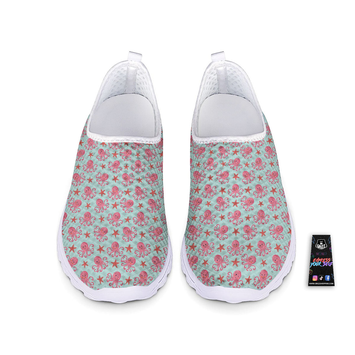 Octopus Cartoon Print Pattern Nurse Shoes-grizzshop