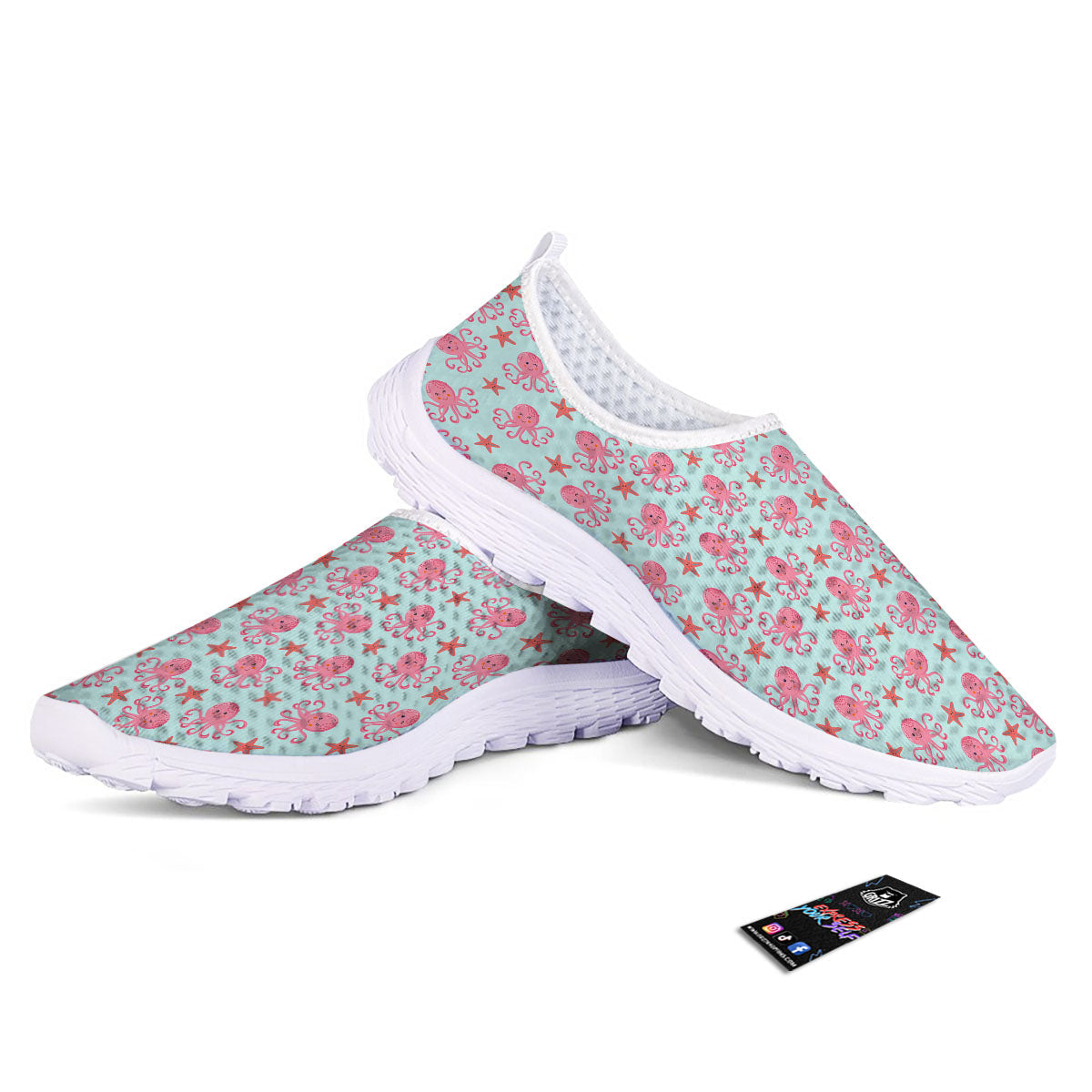 Octopus Cartoon Print Pattern Nurse Shoes-grizzshop