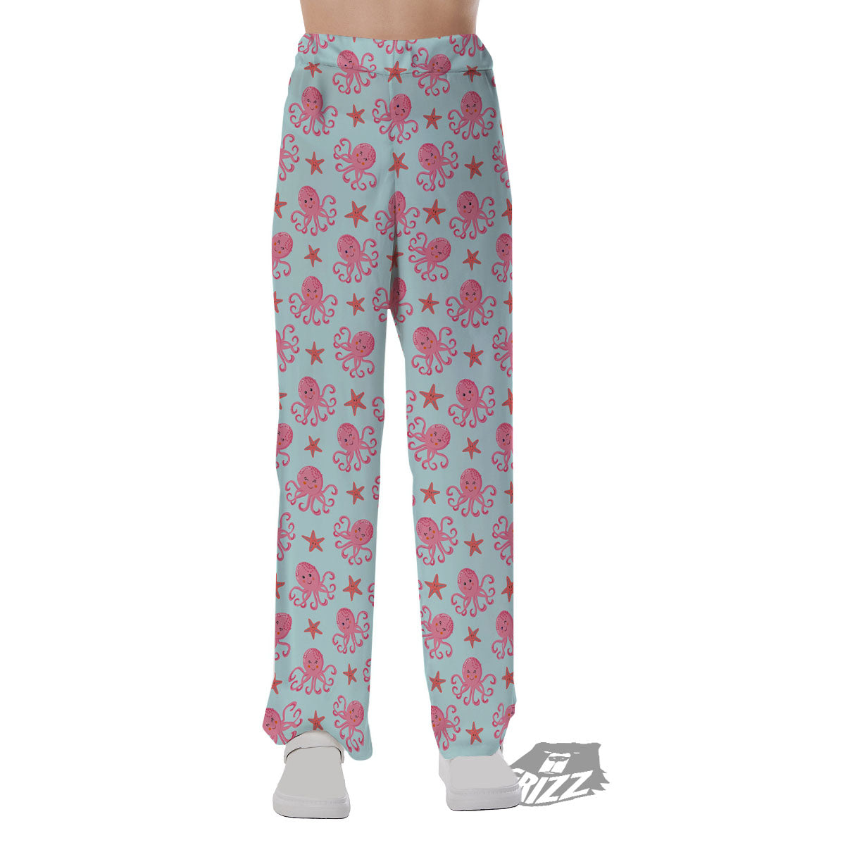 Octopus Cartoon Print Pattern Pajama Pants-grizzshop