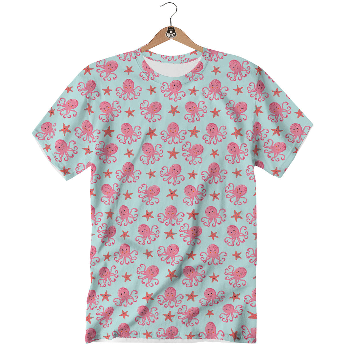 Octopus Cartoon Print Pattern T-Shirt-grizzshop