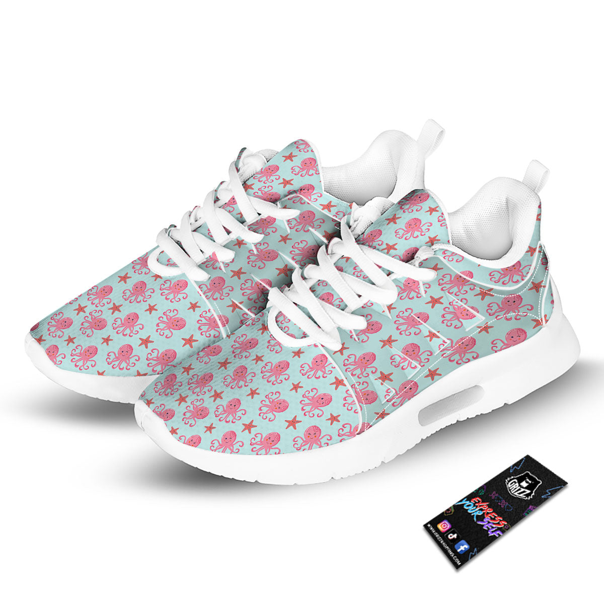 Octopus Cartoon Print Pattern Tennis Shoes-grizzshop