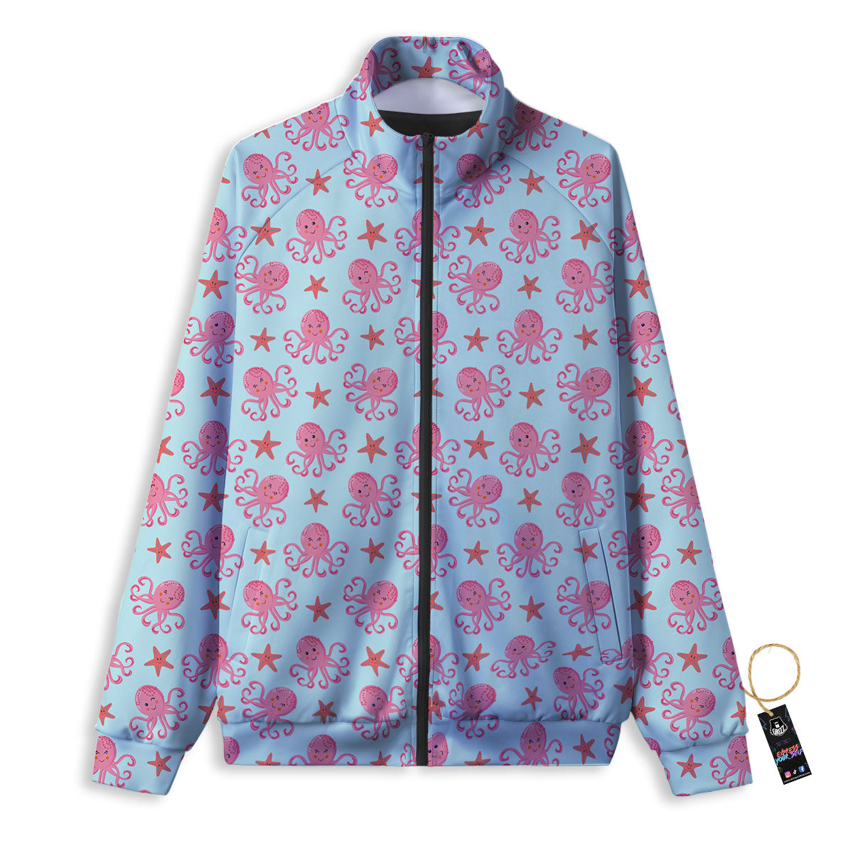 Octopus Cartoon Print Pattern Track Jacket-grizzshop