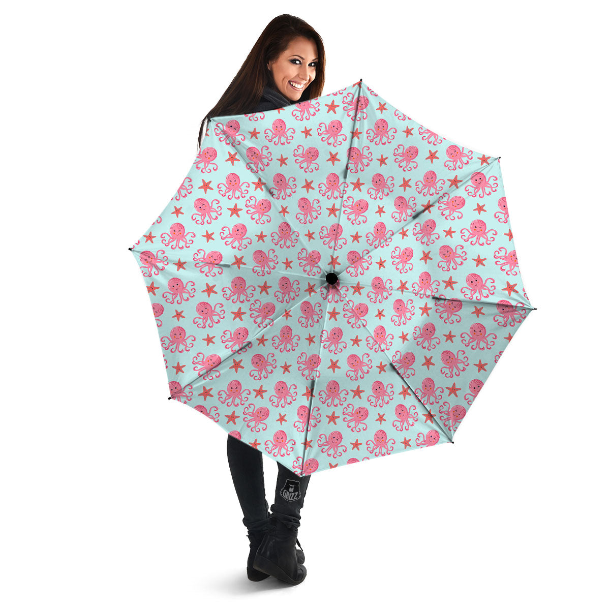 Octopus Cartoon Print Pattern Umbrella-grizzshop