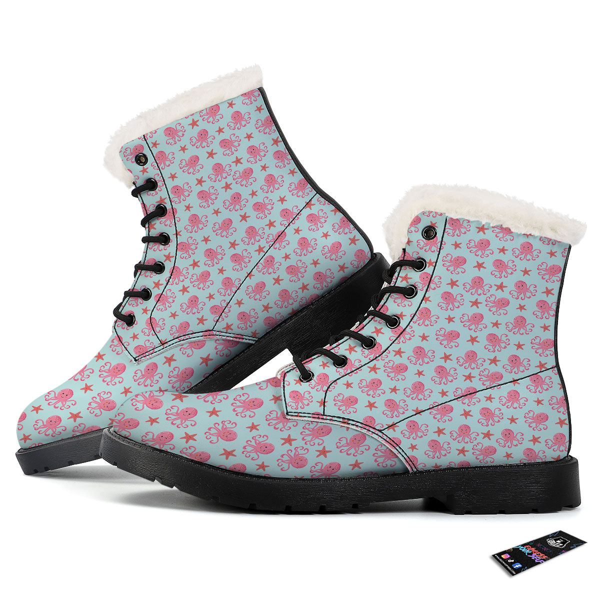 Octopus Cartoon Print Pattern Winter Boots-grizzshop