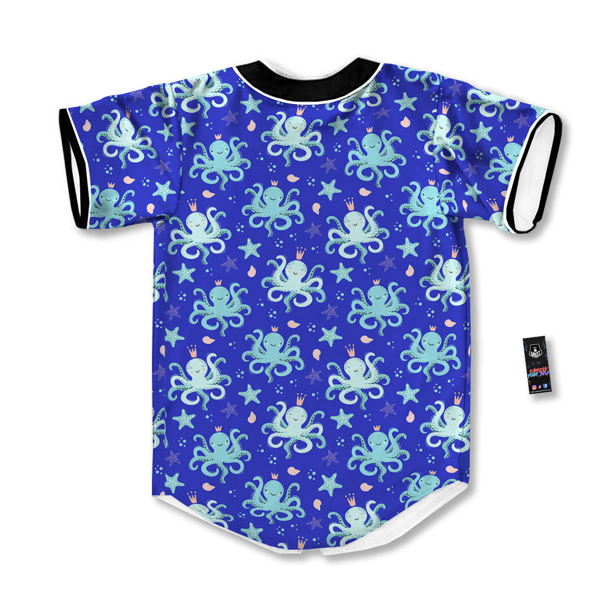 Octopus Cute Print Pattern Baseball Jersey-grizzshop