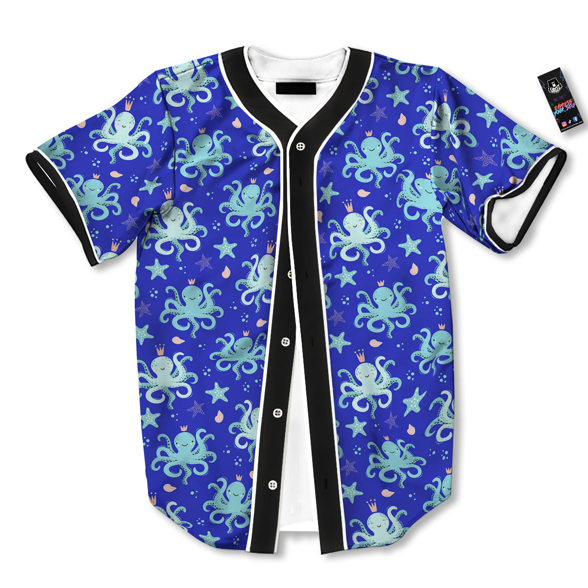 Octopus Cute Print Pattern Baseball Jersey-grizzshop